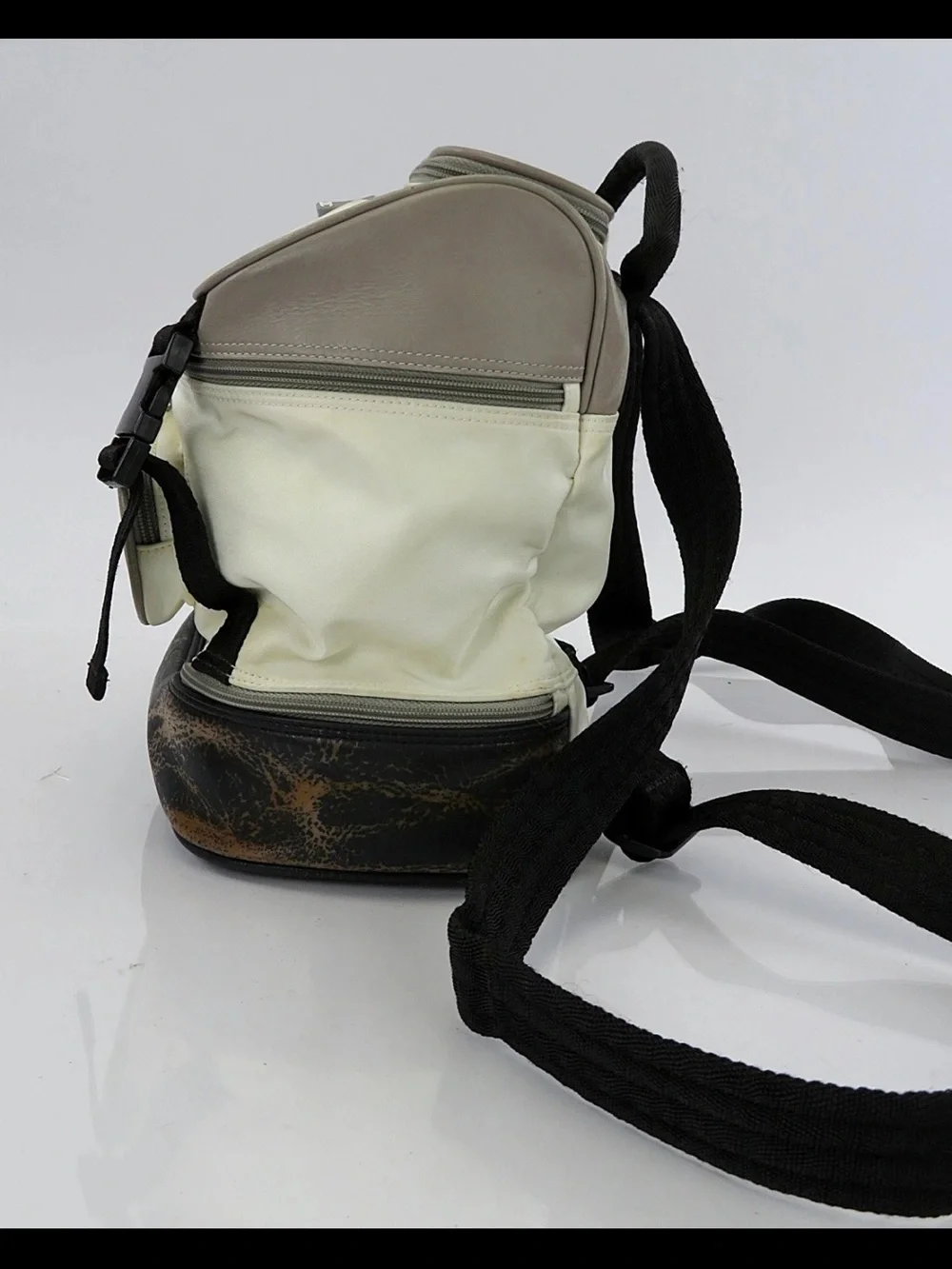 CHANEL Cream and Taupe Men's Canvas Backpack with Black Straps